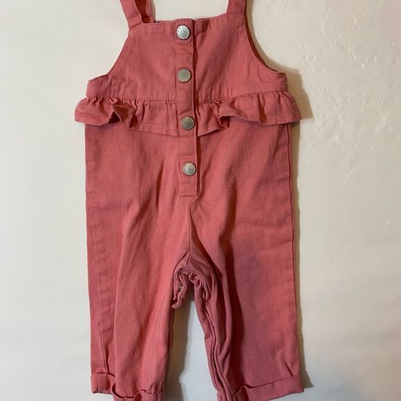 Bubble Gum Pink Overalls 12 M - Picture 1 of 3